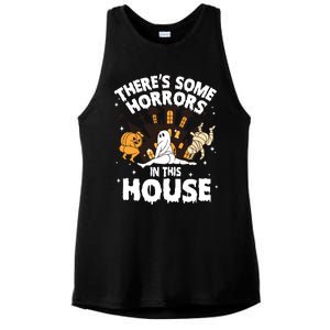 Theres Some Horrors In This House Ghost Halloween Funny Ladies PosiCharge Tri-Blend Wicking Tank