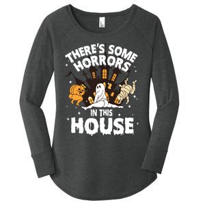 Theres Some Horrors In This House Ghost Halloween Funny Women's Perfect Tri Tunic Long Sleeve Shirt