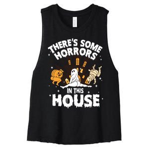 Theres Some Horrors In This House Ghost Halloween Funny Women's Racerback Cropped Tank