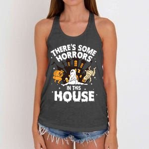 Theres Some Horrors In This House Ghost Halloween Funny Women's Knotted Racerback Tank