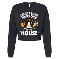 Theres Some Horrors In This House Ghost Halloween Funny Cropped Pullover Crew