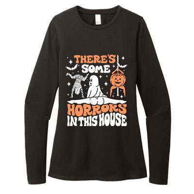 Theres Some Horrors In This House Ghost Pumpkin Halloween Womens CVC Long Sleeve Shirt