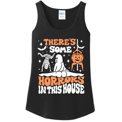 Theres Some Horrors In This House Ghost Pumpkin Halloween Ladies Essential Tank