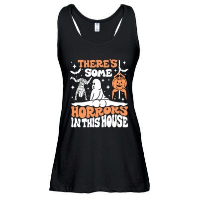 Theres Some Horrors In This House Ghost Pumpkin Halloween Ladies Essential Flowy Tank