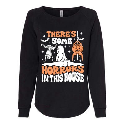 Theres Some Horrors In This House Ghost Pumpkin Halloween Womens California Wash Sweatshirt