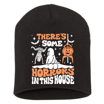 Theres Some Horrors In This House Ghost Pumpkin Halloween Short Acrylic Beanie