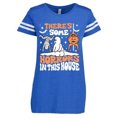 Theres Some Horrors In This House Ghost Pumpkin Halloween Enza Ladies Jersey Football T-Shirt