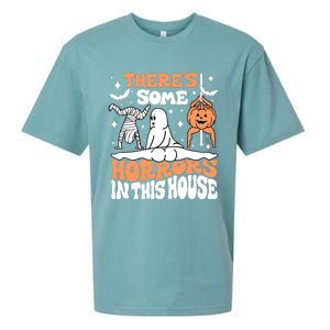 Theres Some Horrors In This House Ghost Pumpkin Halloween Sueded Cloud Jersey T-Shirt