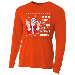 ThereS Some Hos In This House Funny Christmas Santa Ugly Gift Cooling Performance Long Sleeve Crew