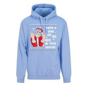 ThereS Some Hos In This House Funny Christmas Santa Ugly Gift Unisex Surf Hoodie