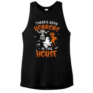 Theres Some Horrors In This House Ghost Pumpkin Halloween Ladies PosiCharge Tri-Blend Wicking Tank