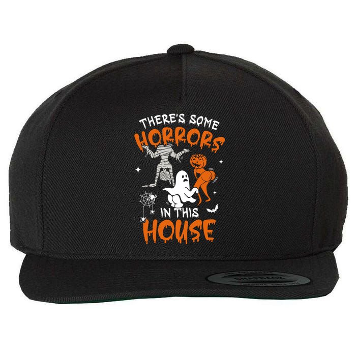 Theres Some Horrors In This House Ghost Pumpkin Halloween Wool Snapback Cap