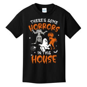 Theres Some Horrors In This House Ghost Pumpkin Halloween Kids T-Shirt