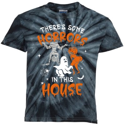 Theres Some Horrors In This House Ghost Pumpkin Halloween Kids Tie-Dye T-Shirt