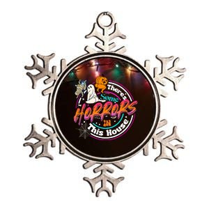 Theres Some Horrors In This House Funny Humor Halloween Metallic Star Ornament