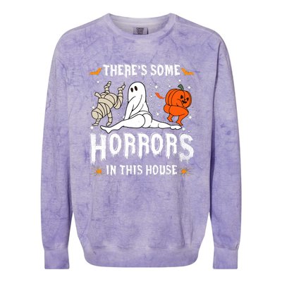 Theres Some Horrors In This House Halloween Spooky Season Colorblast Crewneck Sweatshirt