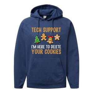 Tech Support Here To Delete Cookies Christmas Xmas Performance Fleece Hoodie