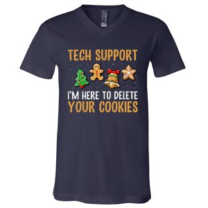 Tech Support Here To Delete Cookies Christmas Xmas V-Neck T-Shirt