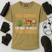 Tech Support Here To Delete Cookies Christmas Xmas Cooling Performance Crew T-Shirt