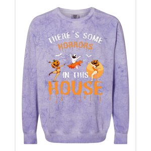 Theres Some Horrors In This House Ghost Pumpkin Halloween Colorblast Crewneck Sweatshirt