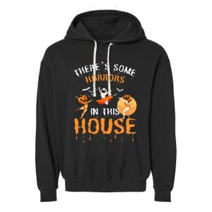 Theres Some Horrors In This House Ghost Pumpkin Halloween Garment-Dyed Fleece Hoodie