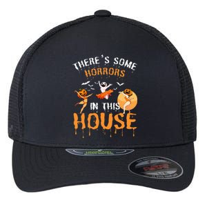 Theres Some Horrors In This House Ghost Pumpkin Halloween Flexfit Unipanel Trucker Cap