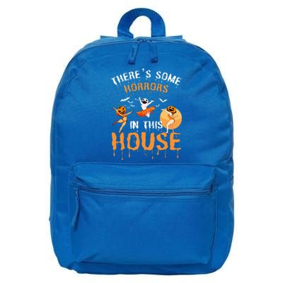 Theres Some Horrors In This House Ghost Pumpkin Halloween 16 in Basic Backpack