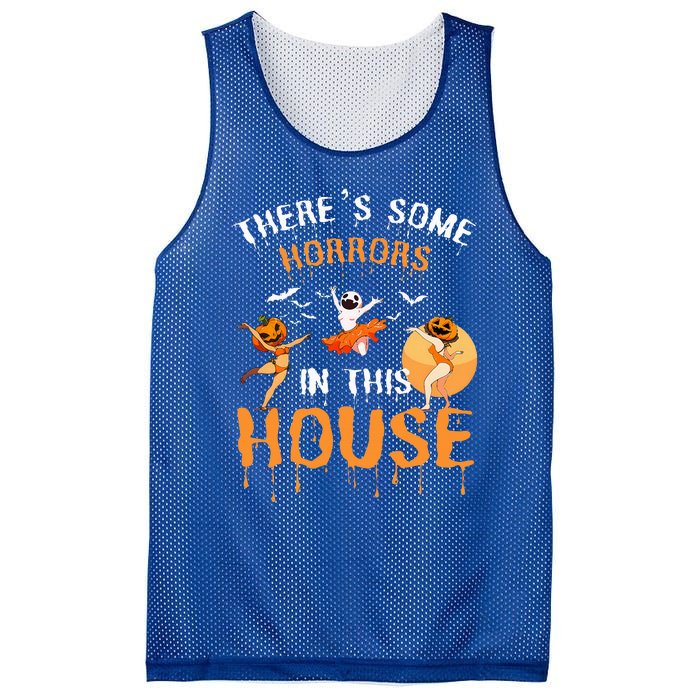 Theres Some Horrors In This House Ghost Pumpkin Halloween Mesh Reversible Basketball Jersey Tank