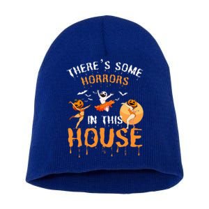 Theres Some Horrors In This House Ghost Pumpkin Halloween Short Acrylic Beanie