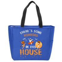 Theres Some Horrors In This House Ghost Pumpkin Halloween Zip Tote Bag