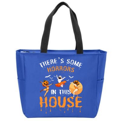 Theres Some Horrors In This House Ghost Pumpkin Halloween Zip Tote Bag