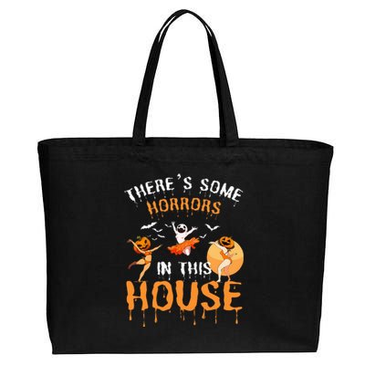 Theres Some Horrors In This House Ghost Pumpkin Halloween Cotton Canvas Jumbo Tote