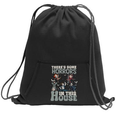 Theres Some Horrors In This House Halloween Funny Horror Characters Sweatshirt Cinch Pack Bag