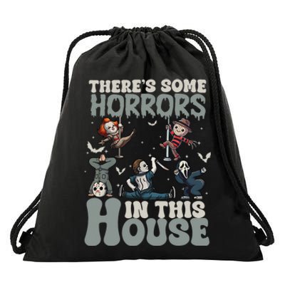 Theres Some Horrors In This House Halloween Funny Horror Characters Drawstring Bag