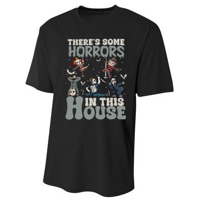 Theres Some Horrors In This House Halloween Funny Horror Characters Performance Sprint T-Shirt