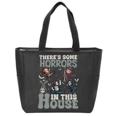 Theres Some Horrors In This House Halloween Funny Horror Characters Zip Tote Bag