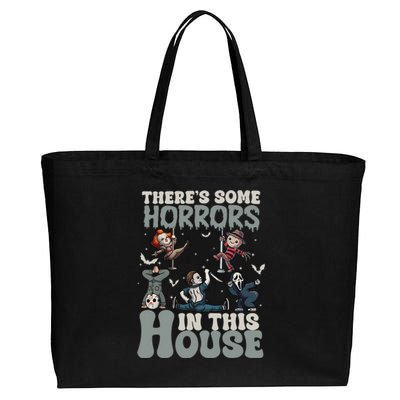 Theres Some Horrors In This House Halloween Funny Horror Characters Cotton Canvas Jumbo Tote