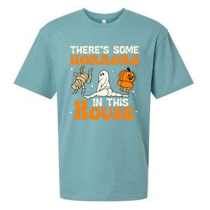 Theres Some Horrors In This House Funny Humor Halloween Sueded Cloud Jersey T-Shirt