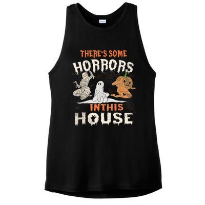 Theres Some Horrors In This House Halloween Pumpkin Ghost Ladies PosiCharge Tri-Blend Wicking Tank