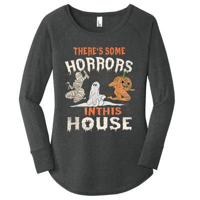 Theres Some Horrors In This House Halloween Pumpkin Ghost Women's Perfect Tri Tunic Long Sleeve Shirt