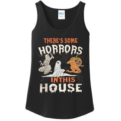 Theres Some Horrors In This House Halloween Pumpkin Ghost Ladies Essential Tank