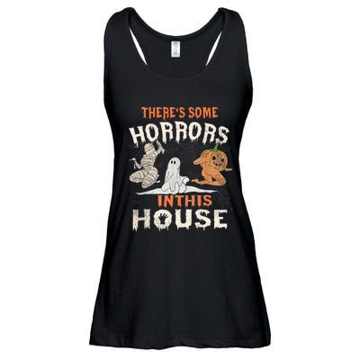 Theres Some Horrors In This House Halloween Pumpkin Ghost Ladies Essential Flowy Tank