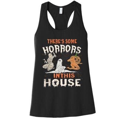 Theres Some Horrors In This House Halloween Pumpkin Ghost Women's Racerback Tank