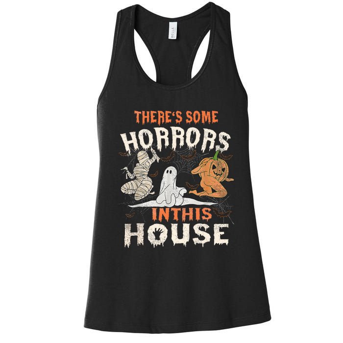 Theres Some Horrors In This House Halloween Pumpkin Ghost Women's Racerback Tank