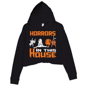 ThereS Some Horrors In This House Funny Halloween Gift Crop Fleece Hoodie