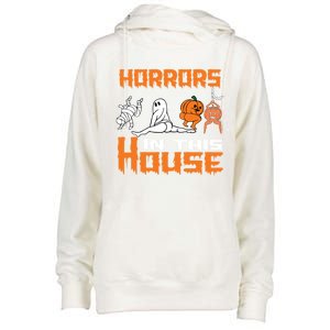 ThereS Some Horrors In This House Funny Halloween Gift Womens Funnel Neck Pullover Hood