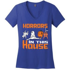 ThereS Some Horrors In This House Funny Halloween Gift Women's V-Neck T-Shirt