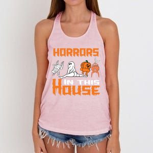 ThereS Some Horrors In This House Funny Halloween Gift Women's Knotted Racerback Tank