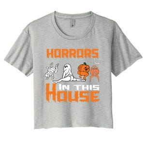 ThereS Some Horrors In This House Funny Halloween Gift Women's Crop Top Tee