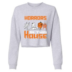 ThereS Some Horrors In This House Funny Halloween Gift Cropped Pullover Crew